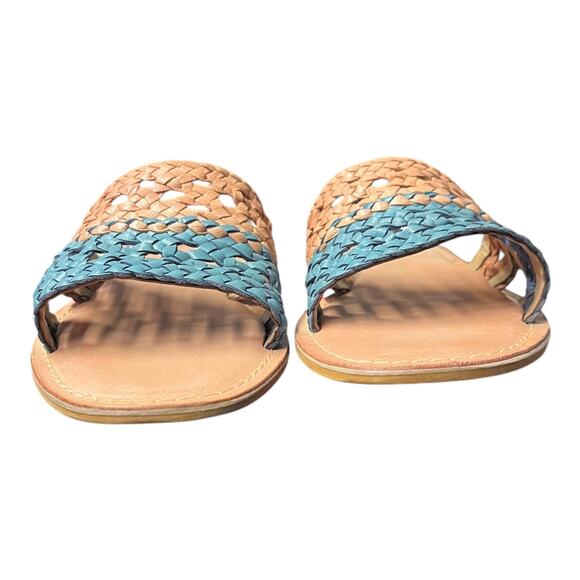ANTHROPOLOGIE SEYCHELLES Everlasting Sandal Leather Braided Color Block Tan NEW - Picture 4 of 7